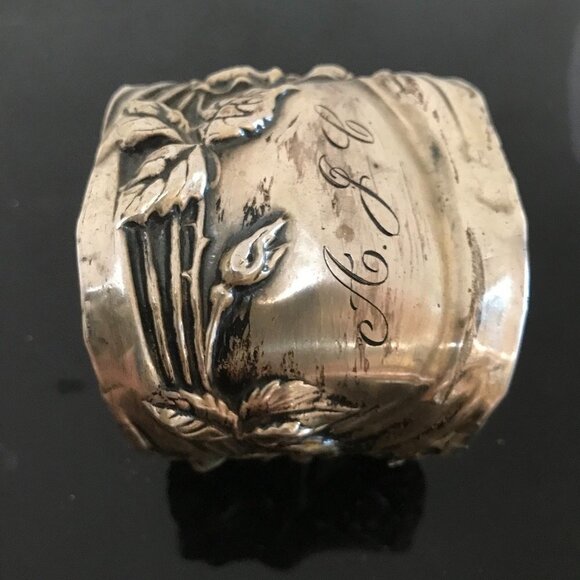 Art Nouveau Cuff Bracelet Floral Solid Sterling Silver 925 Antique Large - Picture 5 of 14